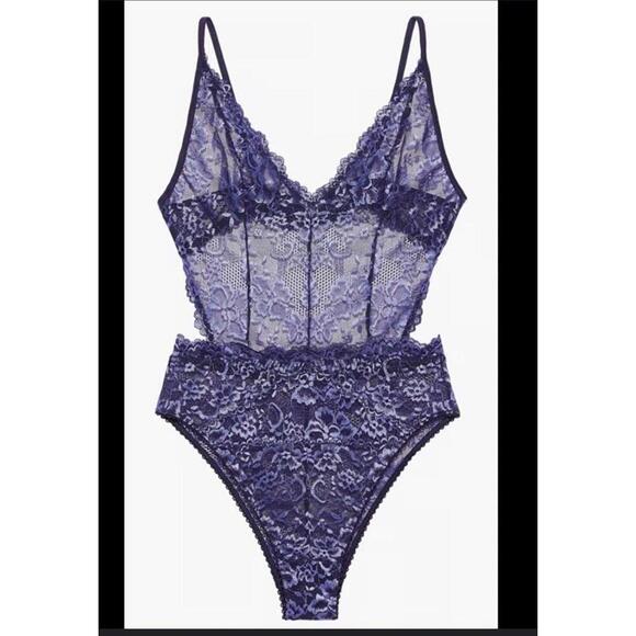 Savage X Fenty Bodysuit Womens XS Teddy Lingerie Mesh Lace Sexy Open Back - Picture 1 of 8